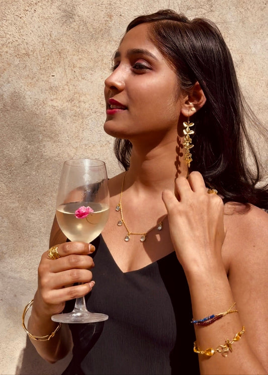 June Cascading Floral Brass Earrings – That Romeo