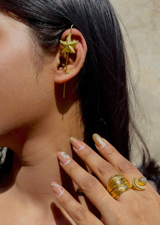 Starfall Brass Long Hook Star Earrings – That Romeo