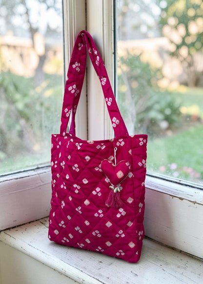 Bandhani Heart Tote