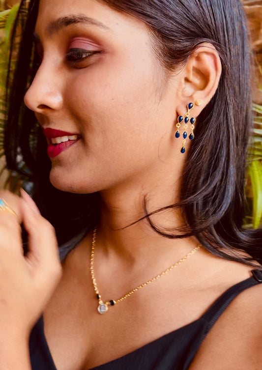 Alice – Brass Necklace with Clear and Blue Crystal Accents