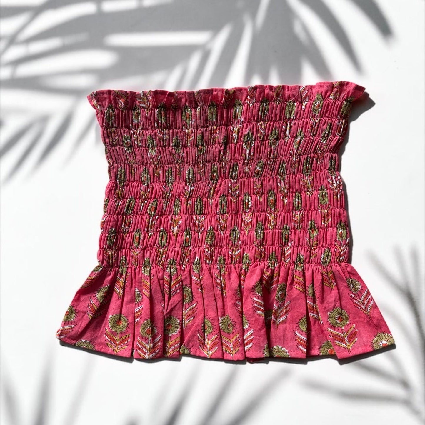 Azure Bloom Cotton Smocked Top