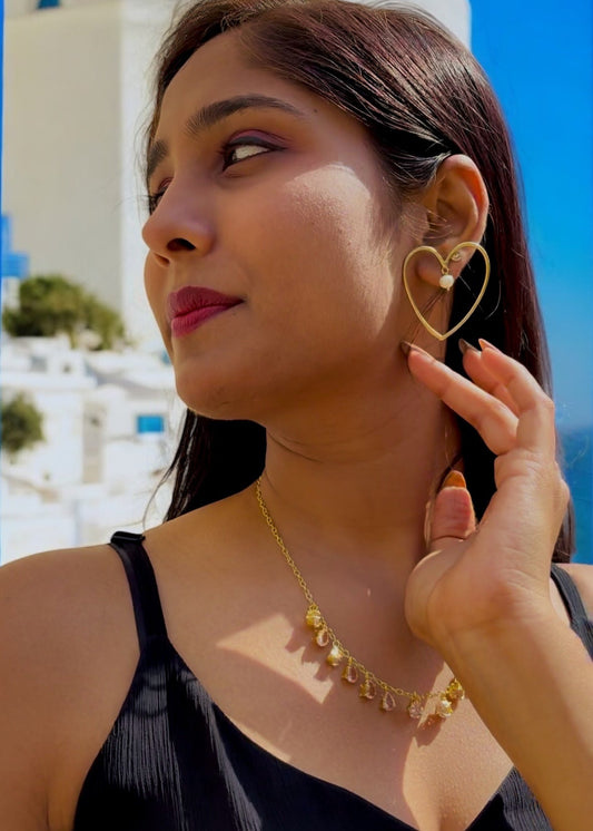 Love Brass Heart Earrings with Pearl Drop – That Romeo