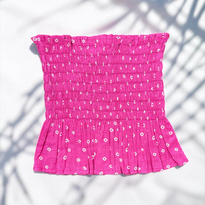 Pink  Bandhani Smocked Top