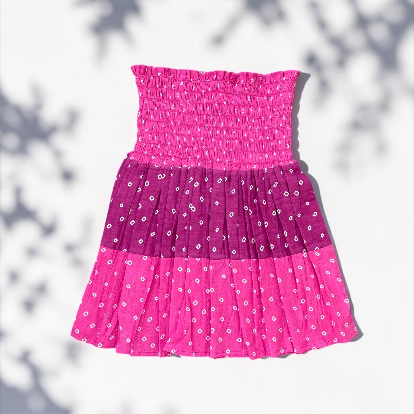 Rosé Patchwork Smocked Top