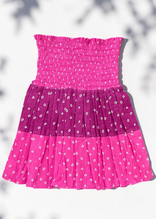 Rosé Patchwork Smocked Top