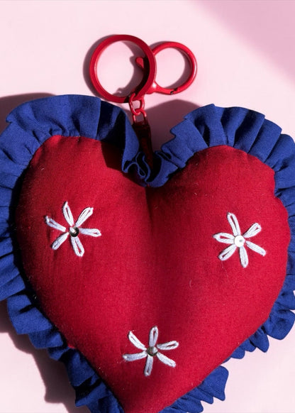 Crimson Bloom Heart Charm