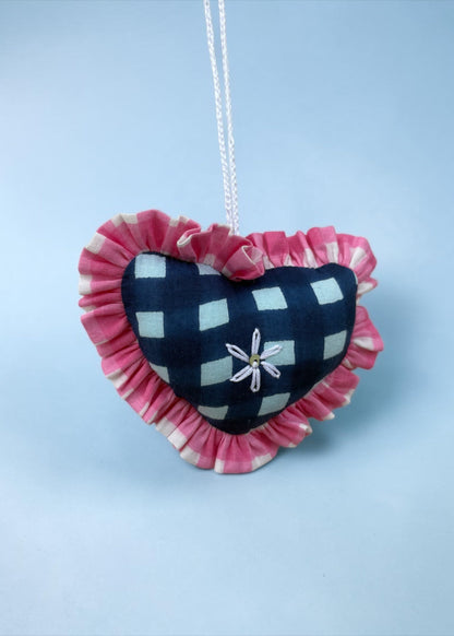 Midnight Checks Heart Charm