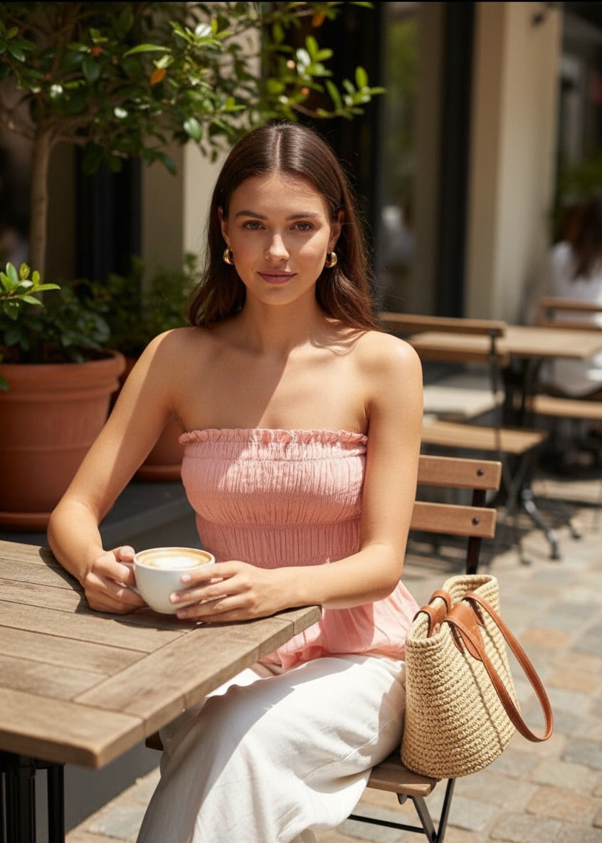 Rosewater Smocked Top