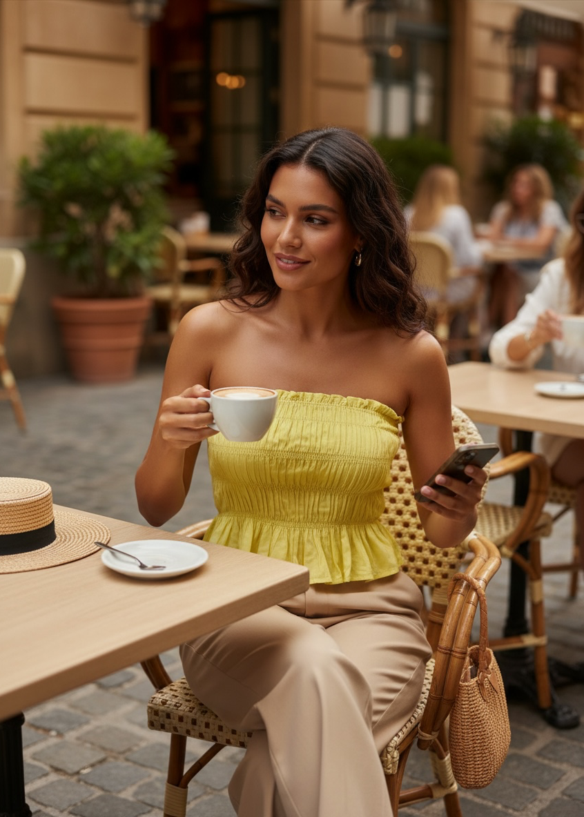 Lemon Sorbet Smocked Top