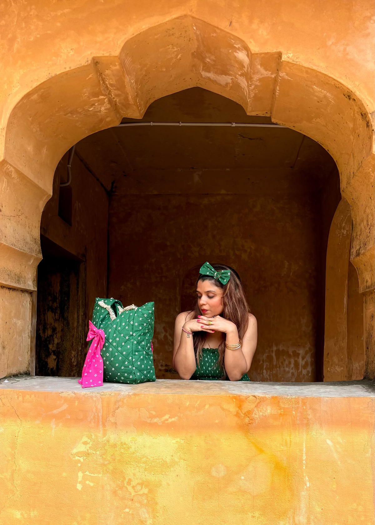 Green Bandhani Headband