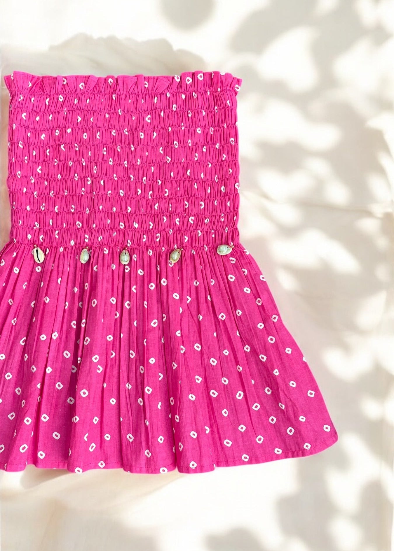Hot Pink Bandhani Smocked Top