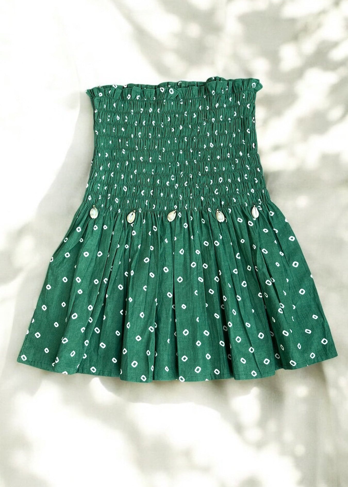 Green Bandhani Smocked Top