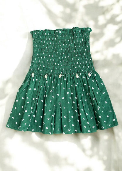 Green Bandhani Smocked Top