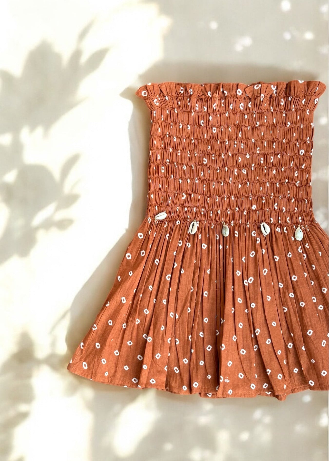 Brown Bandhani Smocked Top