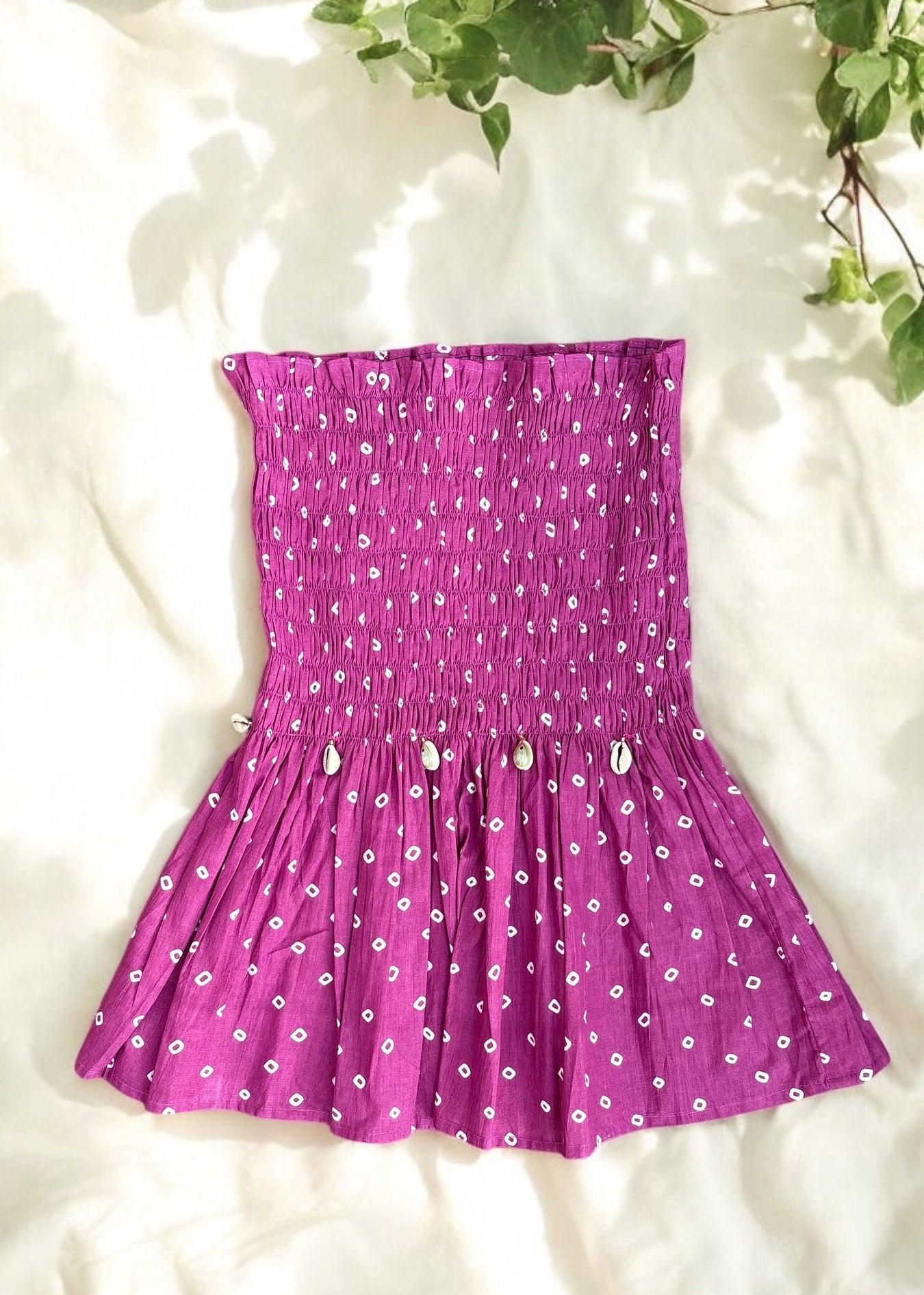 Purple Bandhani Smocked Top
