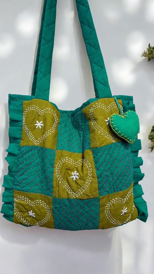 Moss Heart Tote Bags