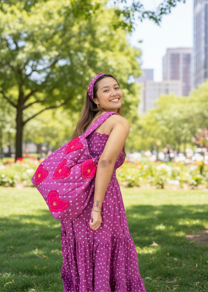 Purple Bandhani Quilted Tote Bag
