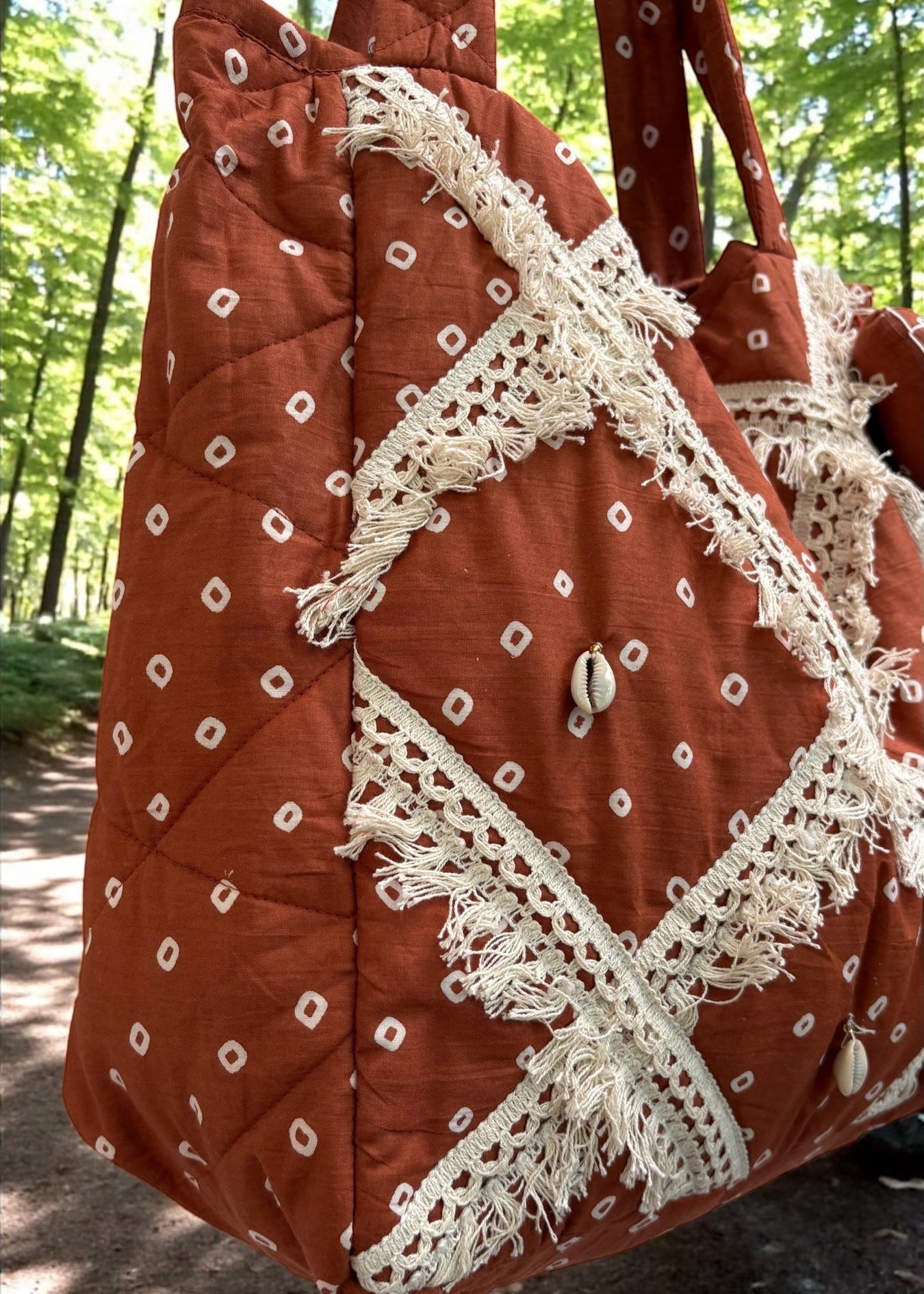 Brown Bandhani Quilted Tote Bag