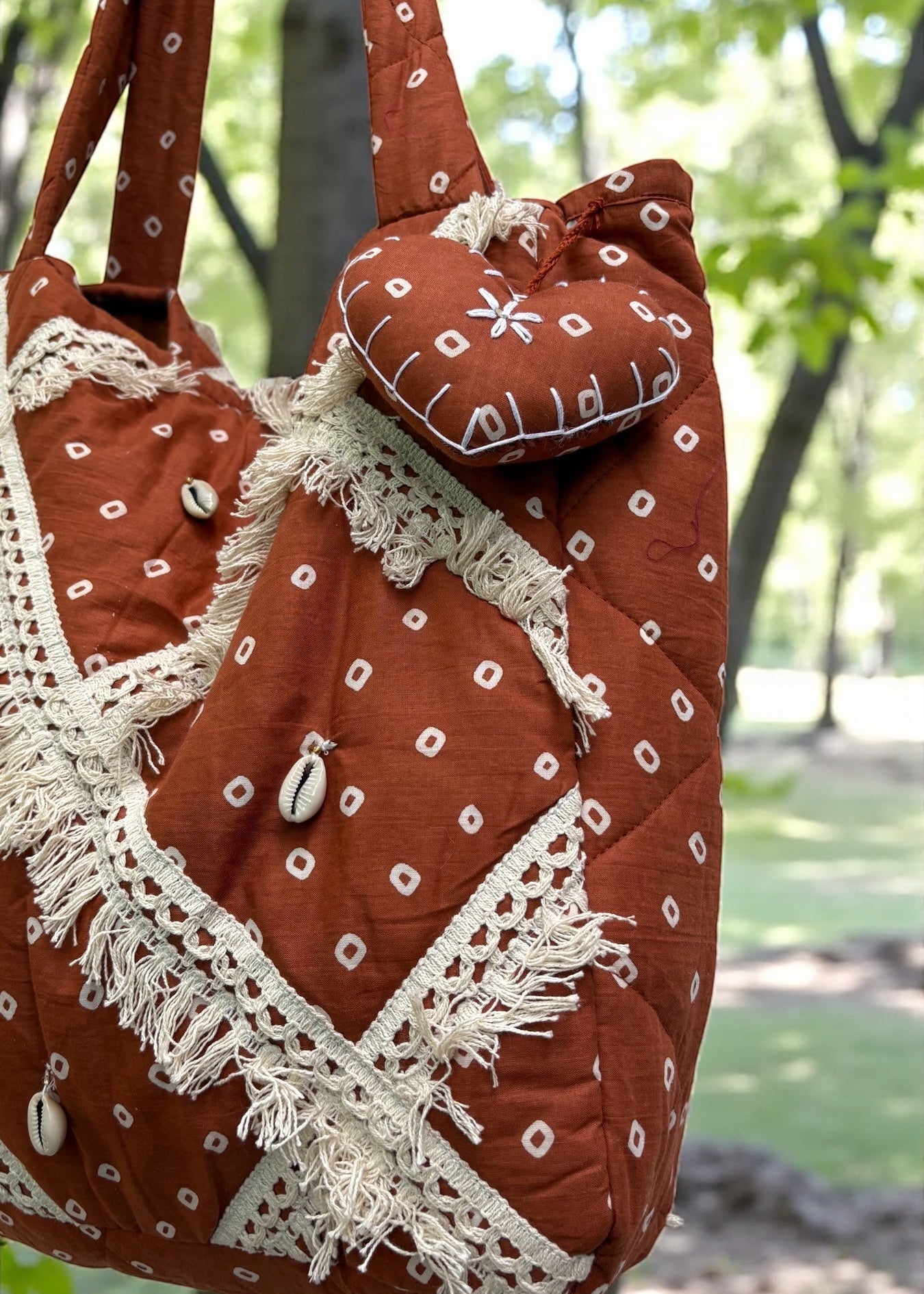 Brown Bandhani Quilted Tote Bag