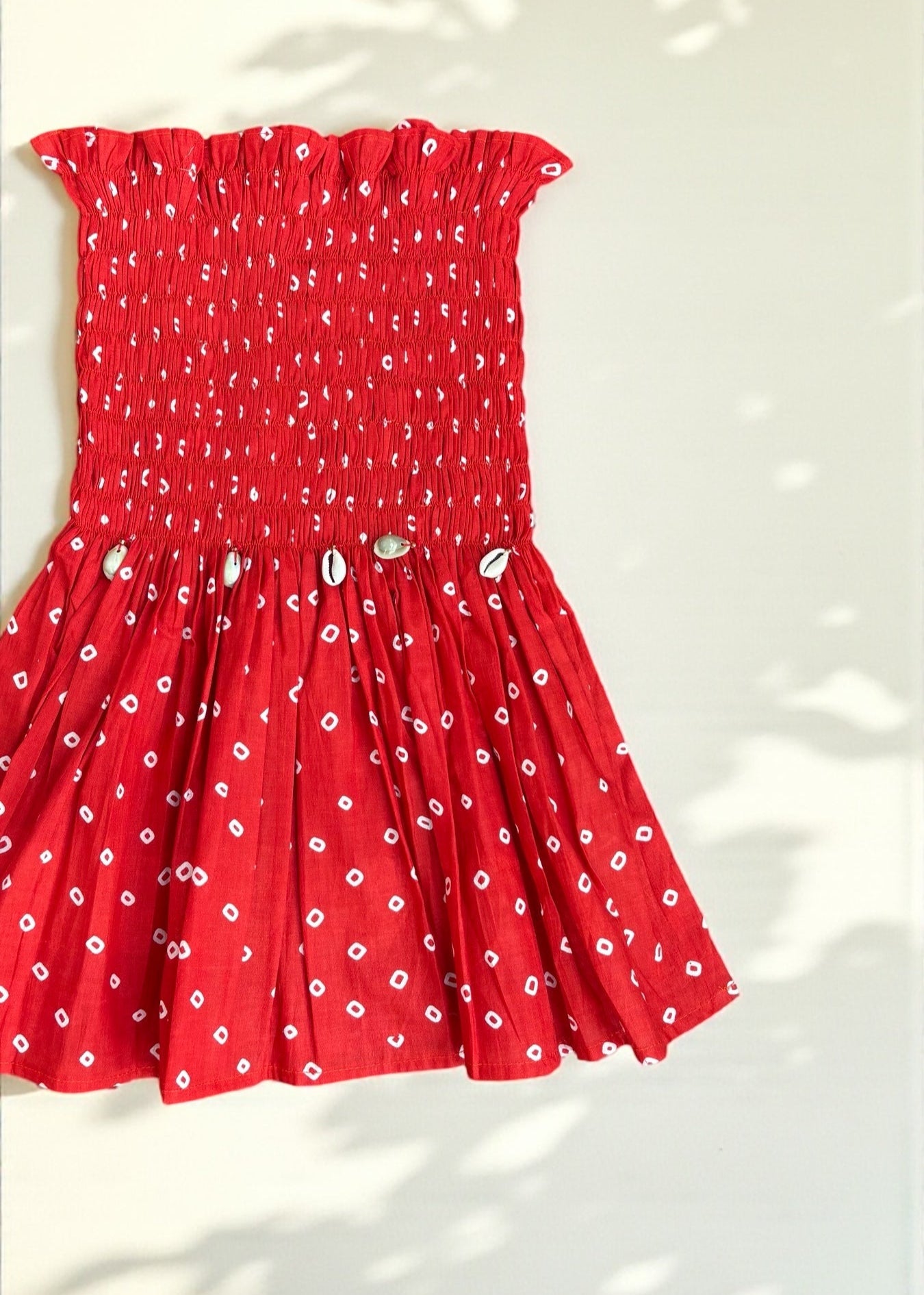 Red Bandhani Smocked Top