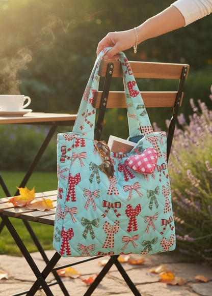Bow Bliss Quilt Tote Bag