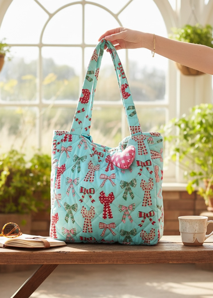 Bow Bliss Quilt Tote Bag