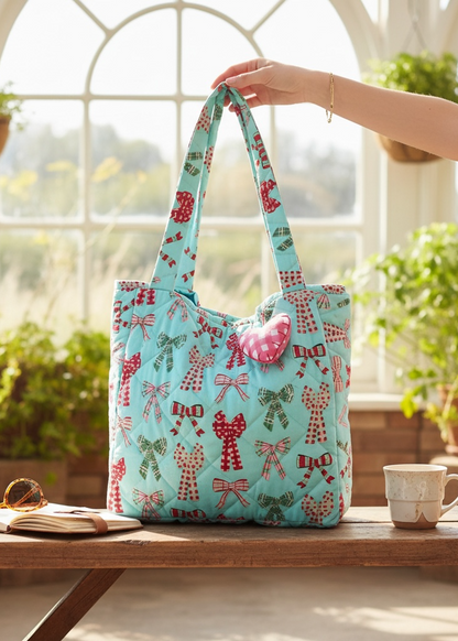 Bow Bliss Quilt Tote Bag