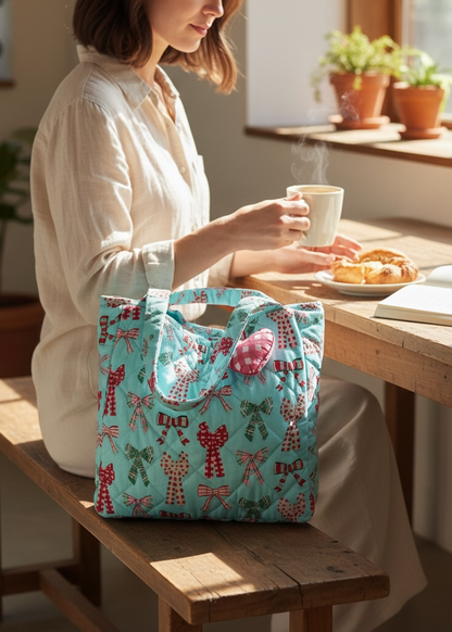 Bow Bliss Quilt Tote Bag