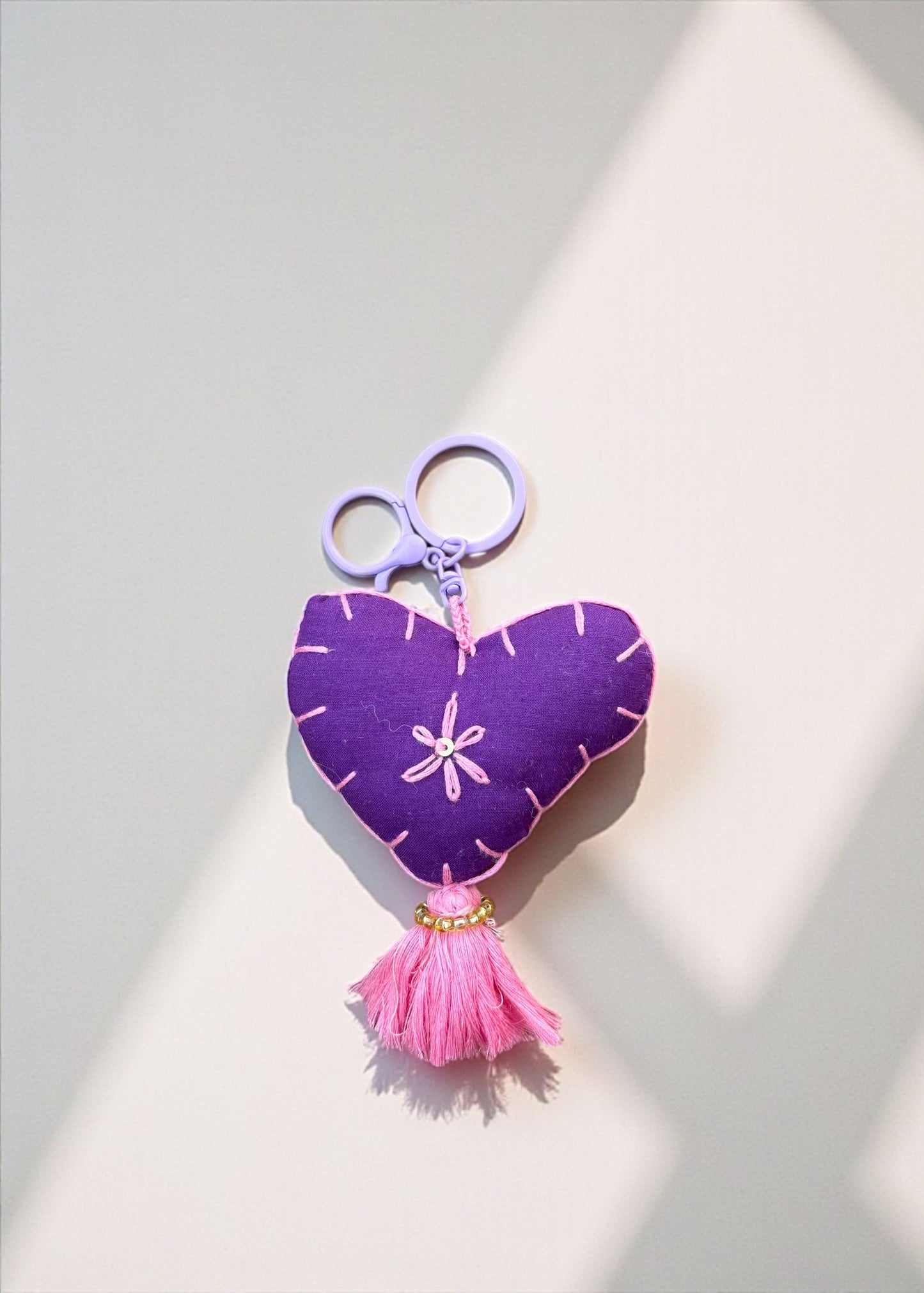 Lilac Heart Tassel Charm
