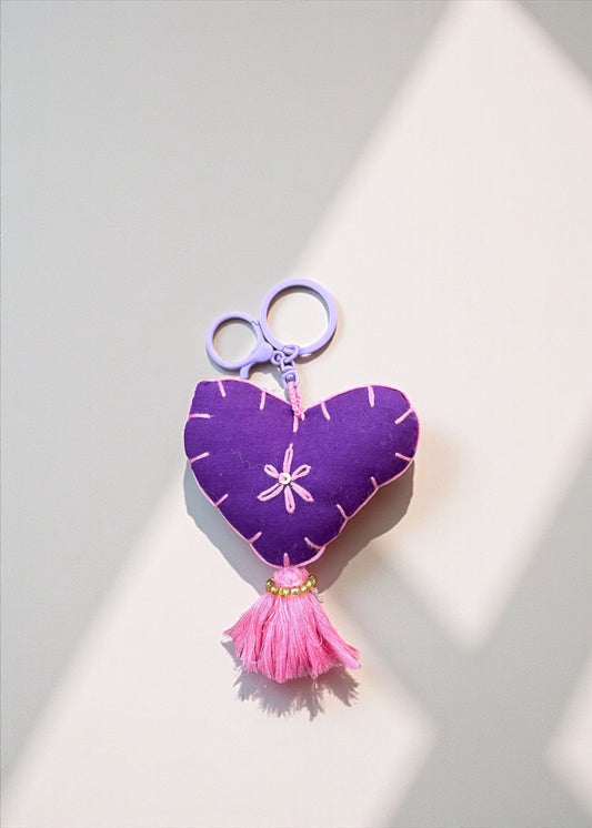 Lilac Heart Tassel Charm