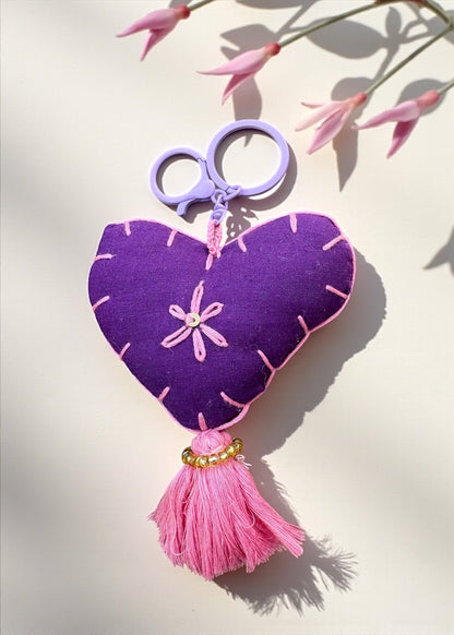 Lilac Heart Tassel Charm