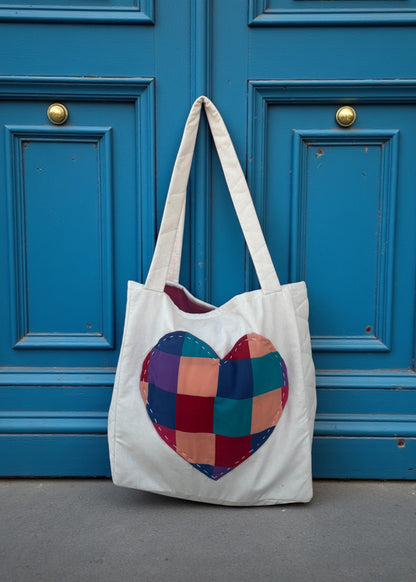 Heart Quilted Tote Bag