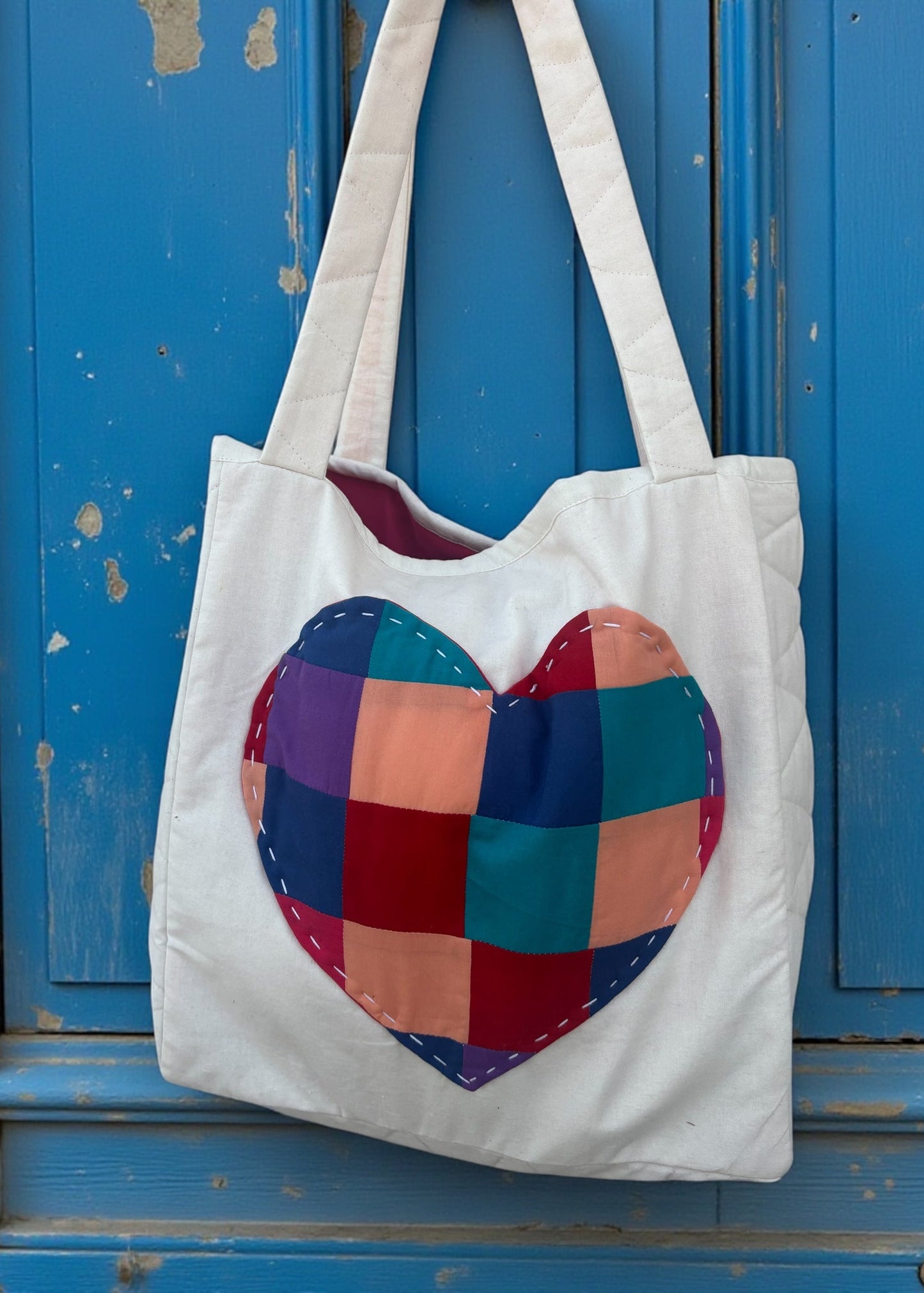 Heart Quilted Tote Bag