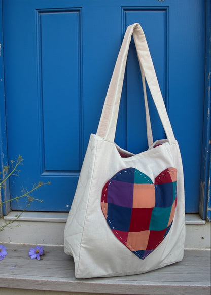 Heart Quilted Tote Bag