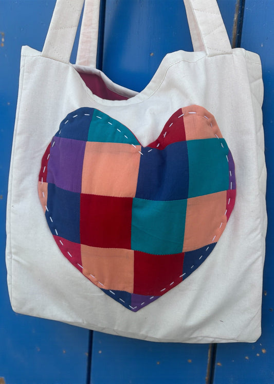 Heart Quilted Tote Bag