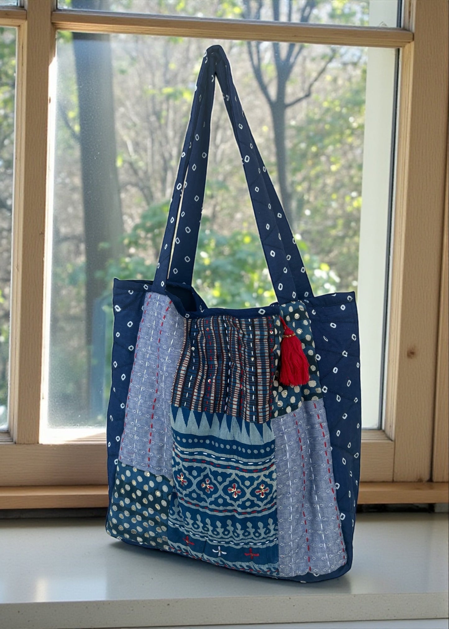 Indigo Nomad Patchwork Tote