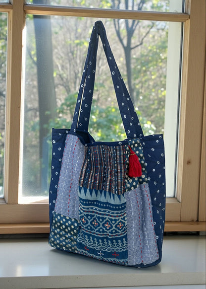 Indigo Nomad Patchwork Tote