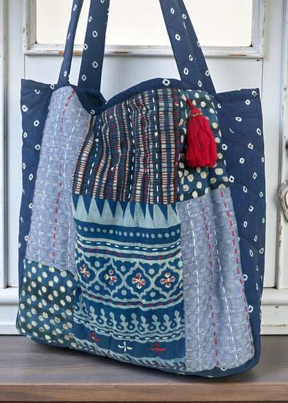 Indigo Nomad Patchwork Tote
