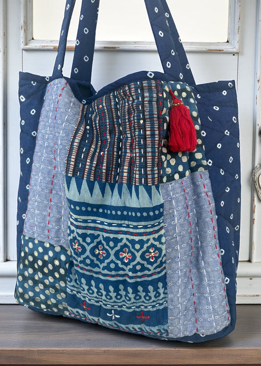 Indigo Nomad Patchwork Tote