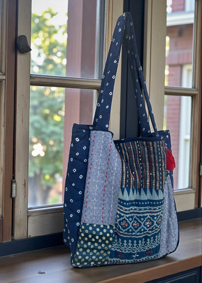 Indigo Nomad Patchwork Tote