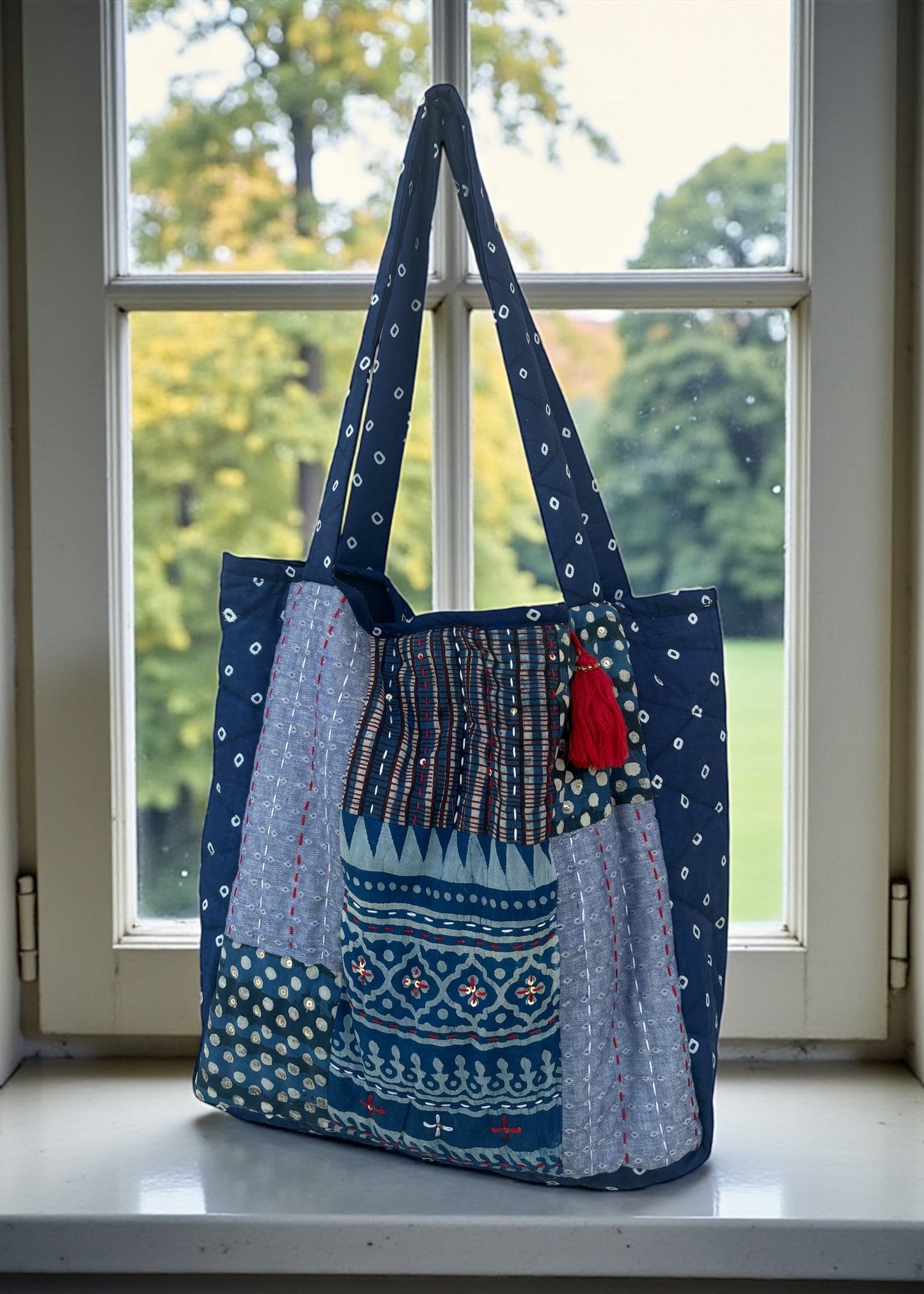 Indigo Nomad Patchwork Tote