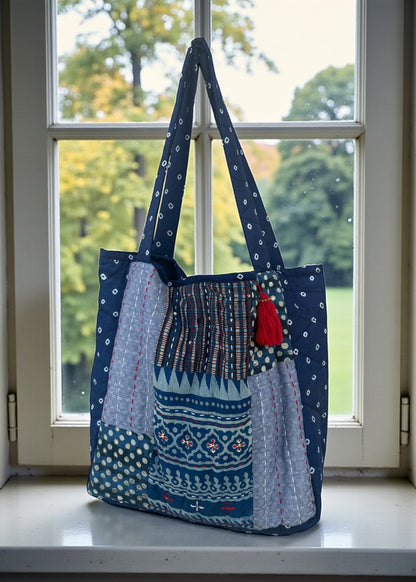 Indigo Nomad Patchwork Tote