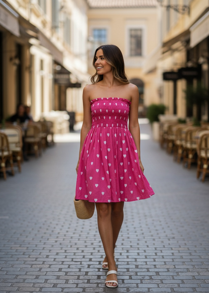 Berry Hearts Smocked Dress