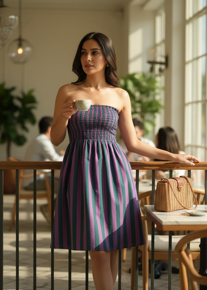Twilight Stripe Smocked Dress