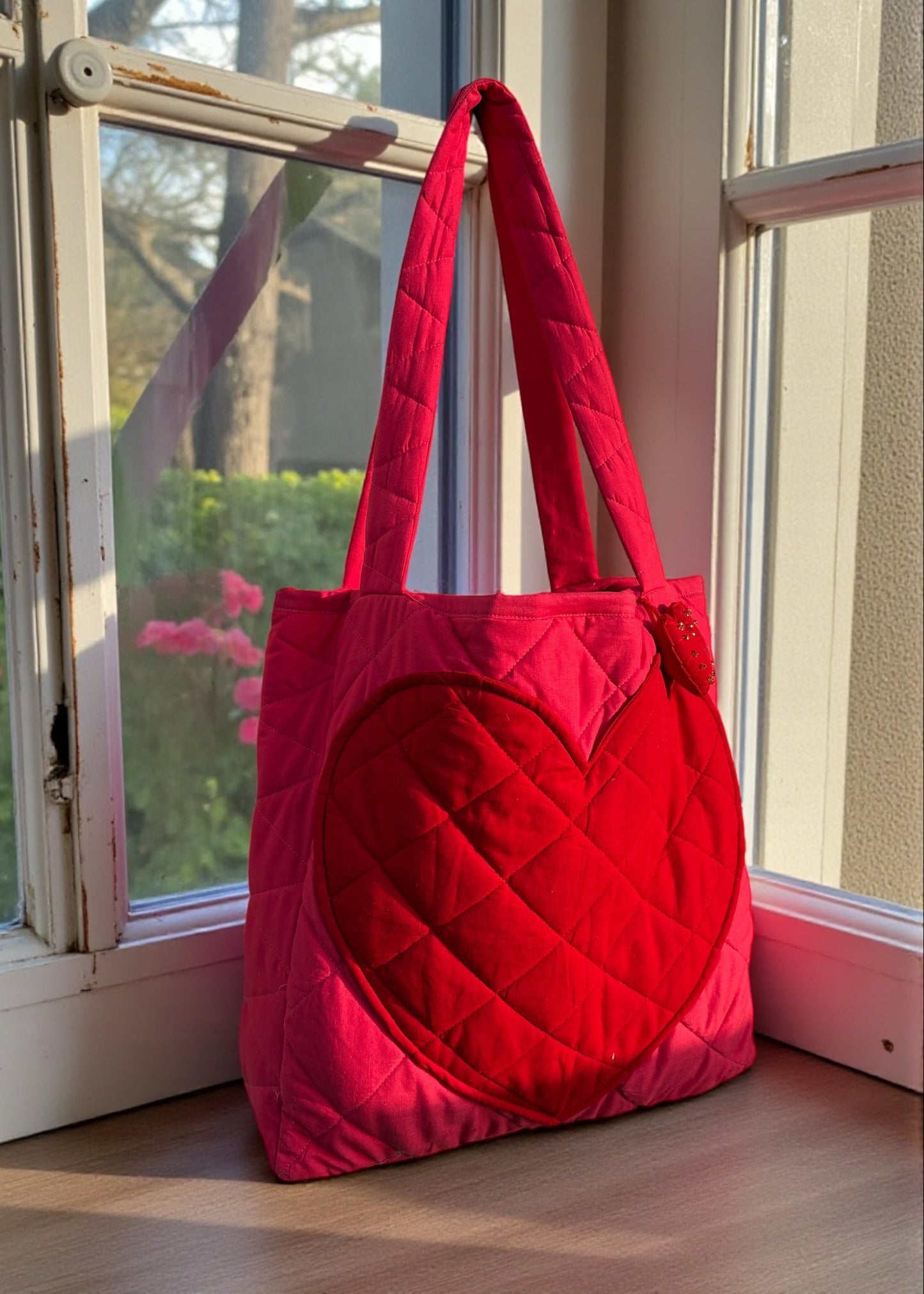 Ruby Crush Quilted Heart Tote