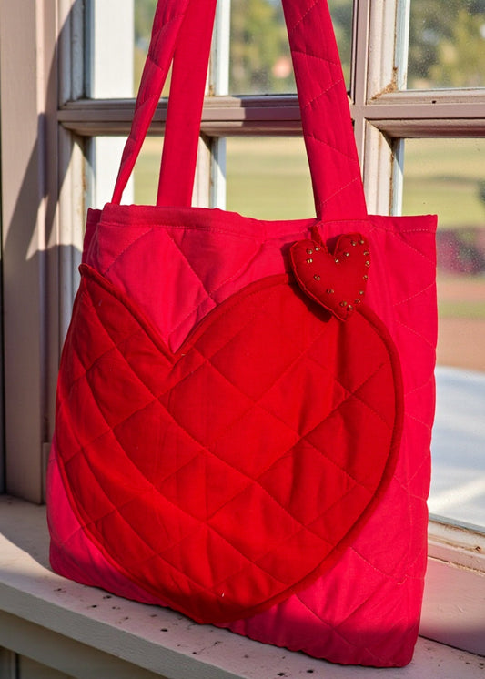 Ruby Crush Quilted Heart Tote