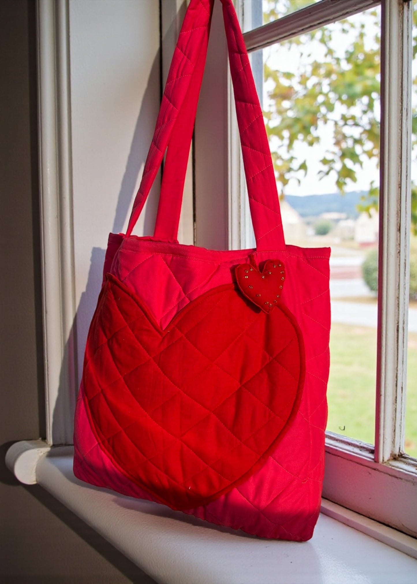 Ruby Crush Quilted Heart Tote