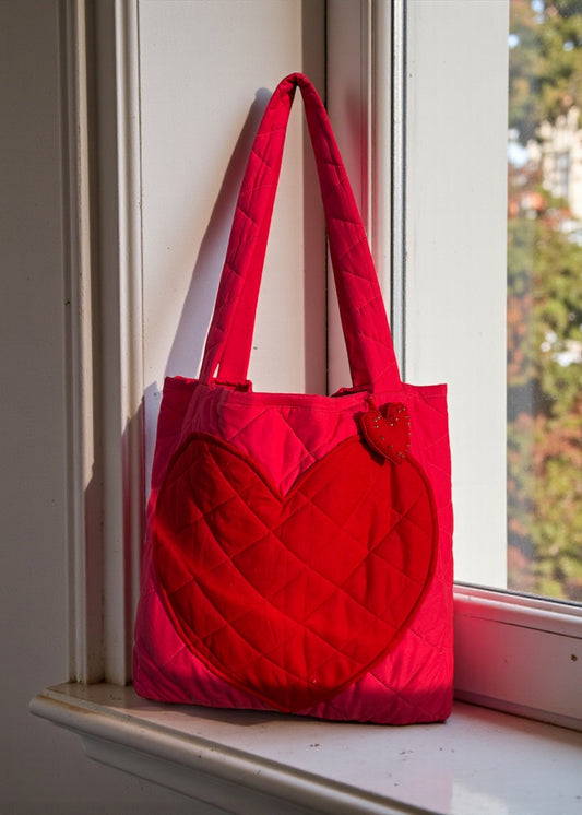 Ruby Crush Quilted Heart Tote