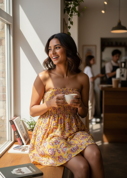 Sunlit Paisley Smocked Dress