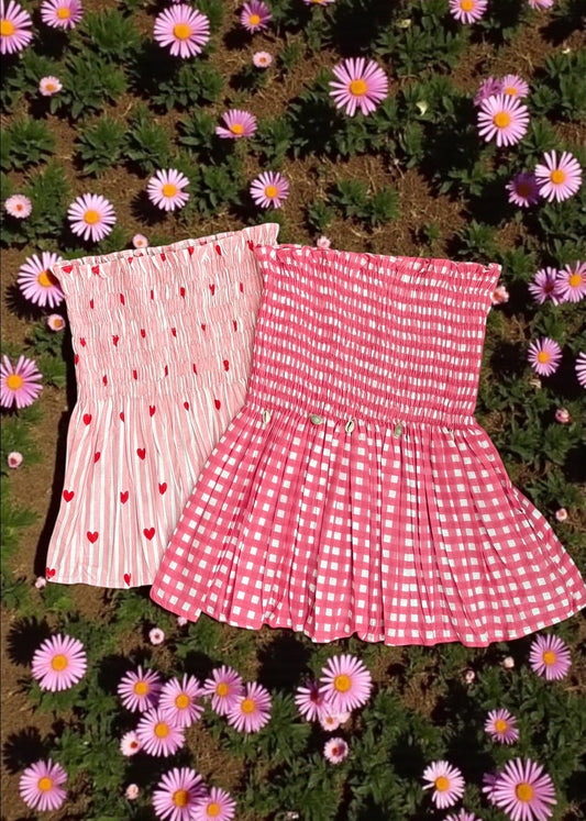Gingham & Heart Smocked Top Duo